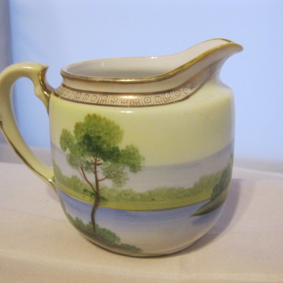 Vintage Nippon Hand Painted Creamer & Serving Dish - Picture 3 of 7